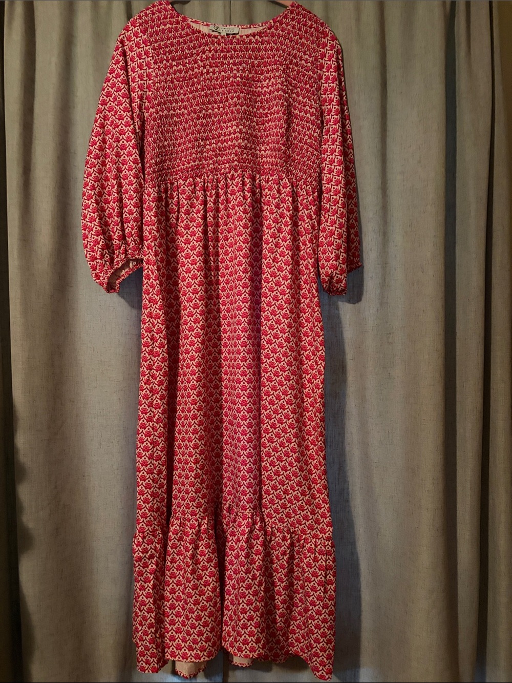 Women's pink Patterned Tiered Maxi Dress